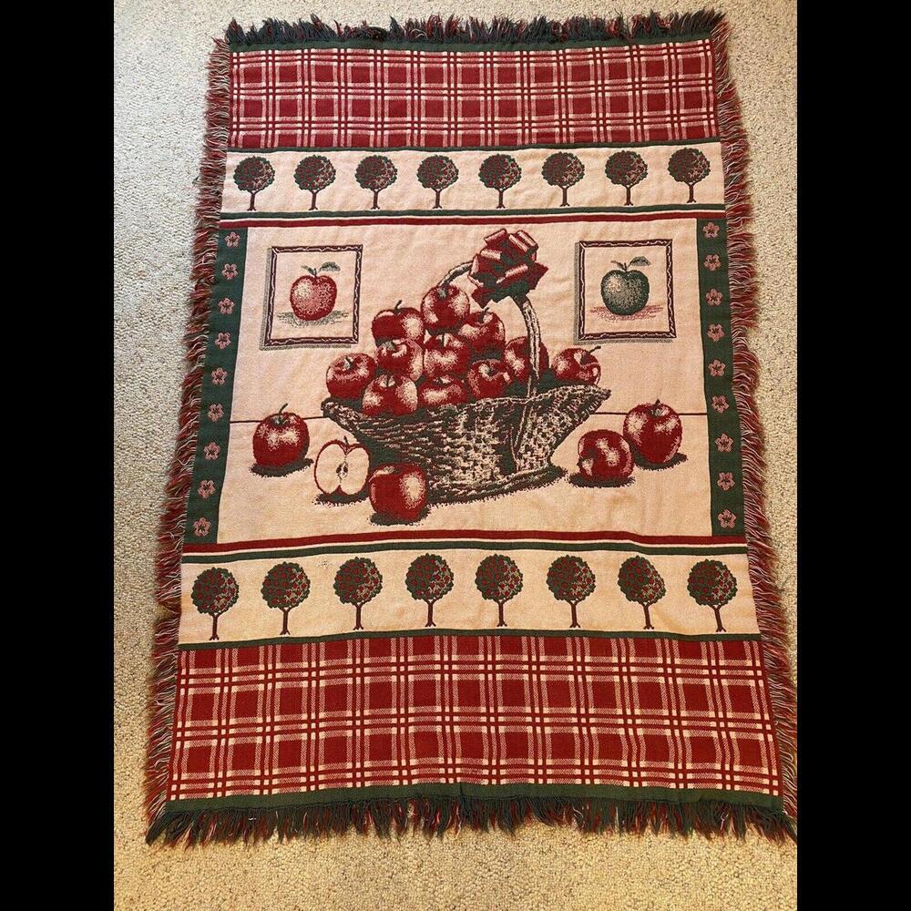 Tapestry Rug The Rug Barn 46‎ x 67 100% Cotton Throw APPLES Harvest Grandmacore